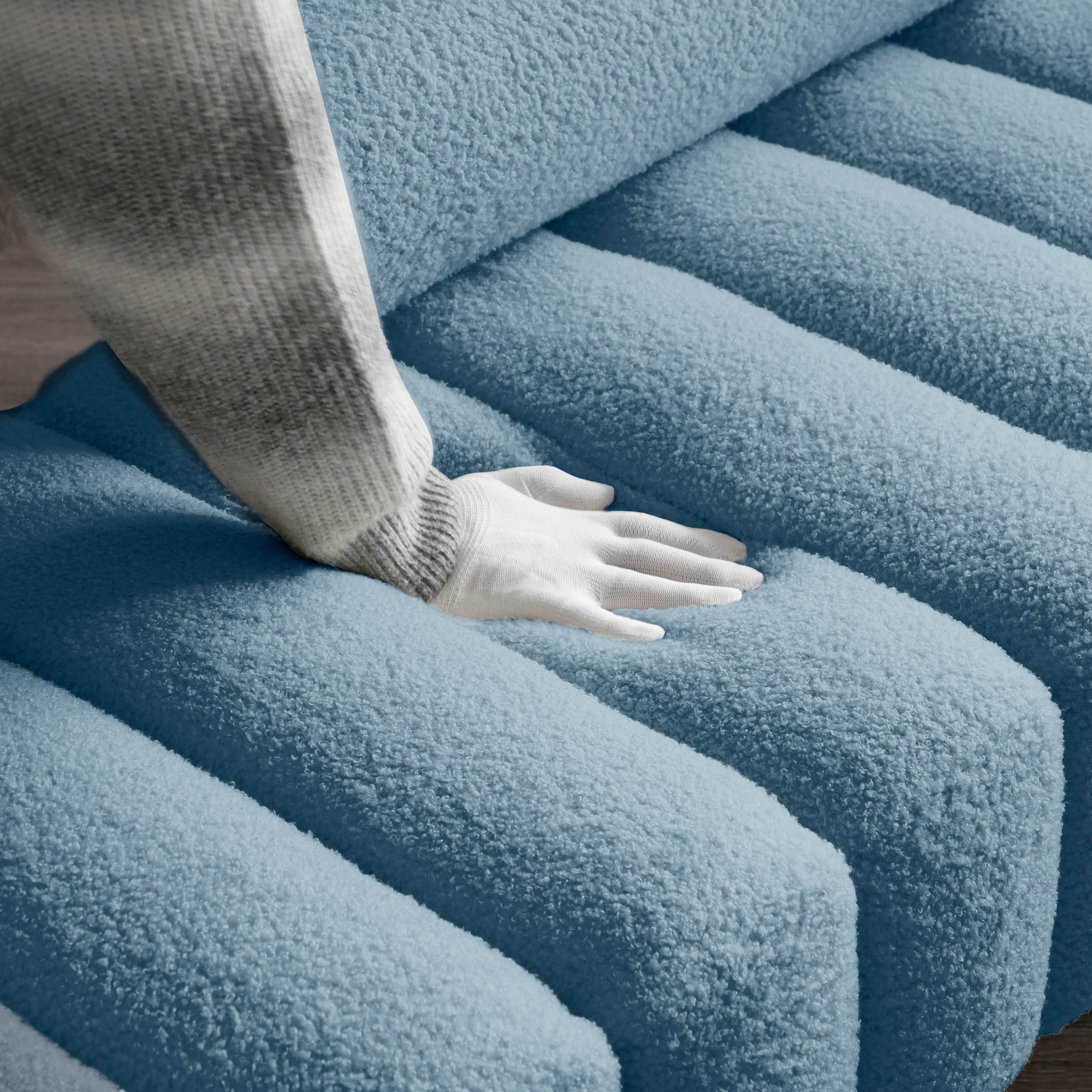 53.2"Width Modern End Of Bed Bench Sherpa Fabric Upholstered 2 Seater Sofa Couch Entryway Ottoman Bench Fuzzy Sofa Stool Footrest Window Bench With Gold Metal Legs For Bedroom Living Room,Blue_voghion.com
